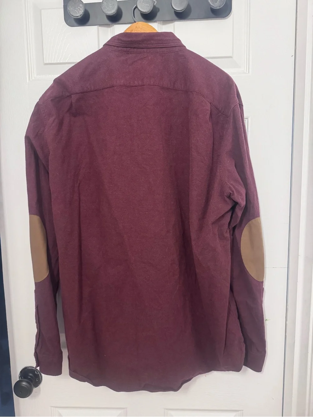 J. Crew Men’s Button-Down Shirt in Plum with Elbow patches